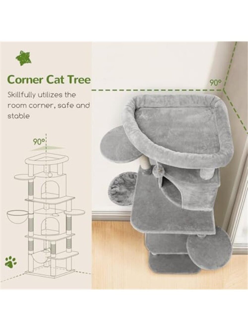 66inch Cat Tree Tall Curved Series Large Cat Tower - Picture 2 of 6